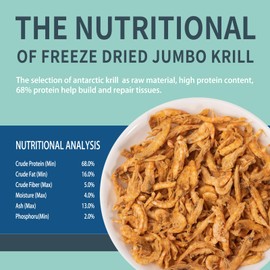 Dylan's cabin Turtle Food Freeze Dried Krill - Jumbo Antarctic Krill High Protein Reptile Food for Aquatic Turtles,Bearded Dragon Chameleon Lizard Amphibians,Tropical Fish and Reptiles(113G)