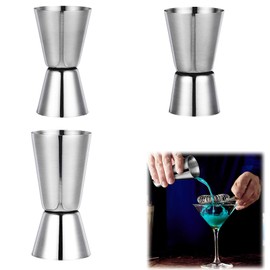 Cocktail Jigger, Cocktail Measuring Cup, Double Cocktail Measuring Cup, Stainless Steel Jigger Jigger, Double Alcohol Measuring Cup, 3 Pieces (15/30ml, 20/40ml, 25/50ml)