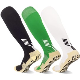 MENDENG Non Skid Grips Soccer Socks Hospital Socks for Men Athletic Sock 3 Pack