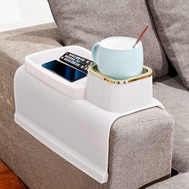 Couch Cup Holder, Silicone Anti-Spill and Anti-Slip Cup Holder for Couch, Portable Sofa Armrest Tray Couch Drink Holder, Gift for Mom, Dad, Grandma, Grandpa (Beige) (Beige)