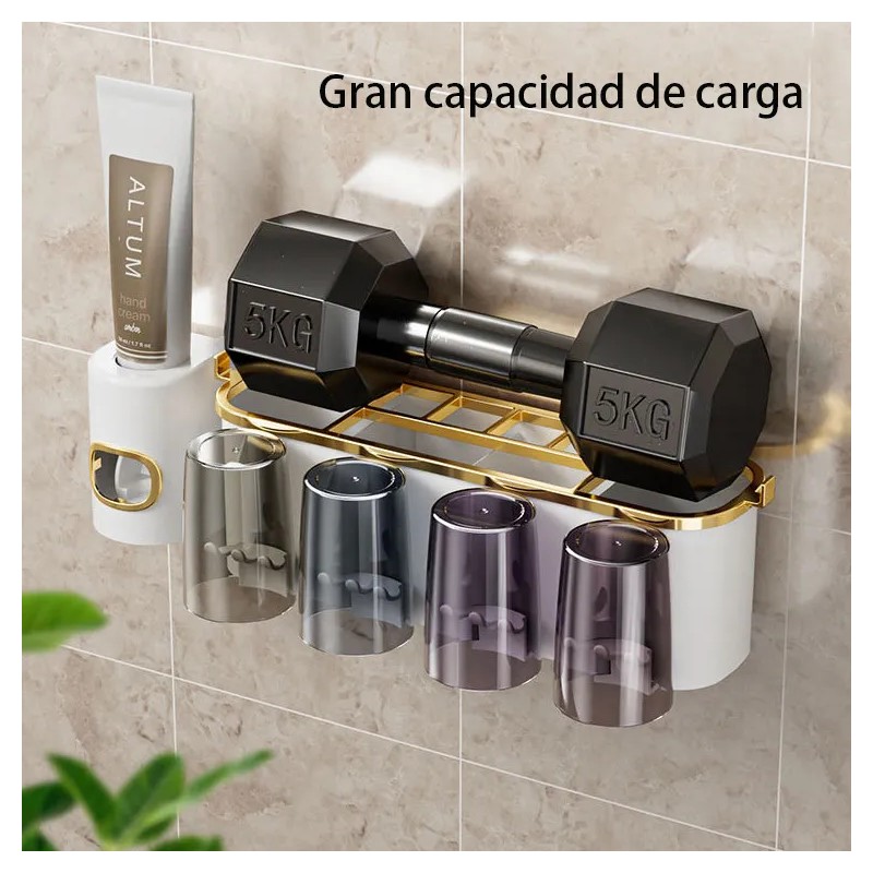 Porta Cepillos Dentales Con 3 Tazas Y Dispensador