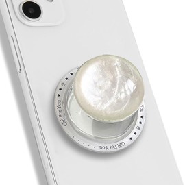 TTPSRY Magnetic Phone Grip Stand Glitter Stylish Crystal Ball Retractable Airbag Cushion Holder Removable With Magnetic Ring Suitable for Girls Smartphones Decor Gifts(White)