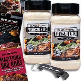 Blackstone Parmesan Ranch Seasoning Premium Barbecue Gourmet Griddle Rub 2 Pk (14.6 oz) + BBQ Masters & Opener (4 Items)!