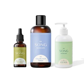 Dr Song Acne Routine Set - Glycolic Acid Toner with Hyaluronic Acid & Squalene & Benzoyl Peroxide Wash - Acne Clear Skincare