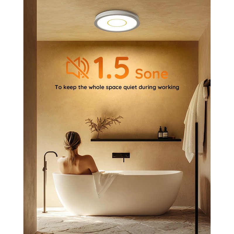 Fitop Bathroom Exhaust Fan with Light, 130 CFM 47W Ceiling