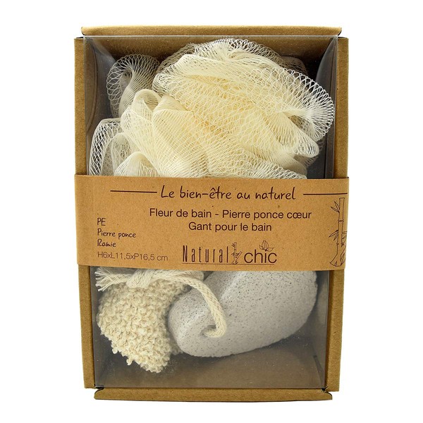Evideco 75543104 Box Spa Gift Set, 3 Piece, Natural, 6.4"