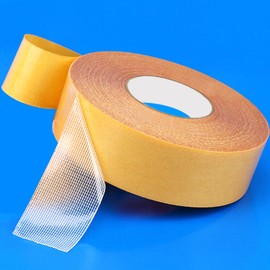 PackYard Double Sided Fabric Tape Heavy Duty Mounting Tape 0.79" x 66FT Resistente Clear Super Sticky Body Tape with Fiberglass Mesh High Tack Strong Adhesive for Fashion Clothes Carpet Arts