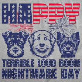 Mens Funny T Shirts Happy Terrible Loud Boom Nightmare Day Sarcastic Fourth of July Novelty Puppy Tee for Men Funny T Shirts Patriotic Apparel for Men Cool Light Grey XL
