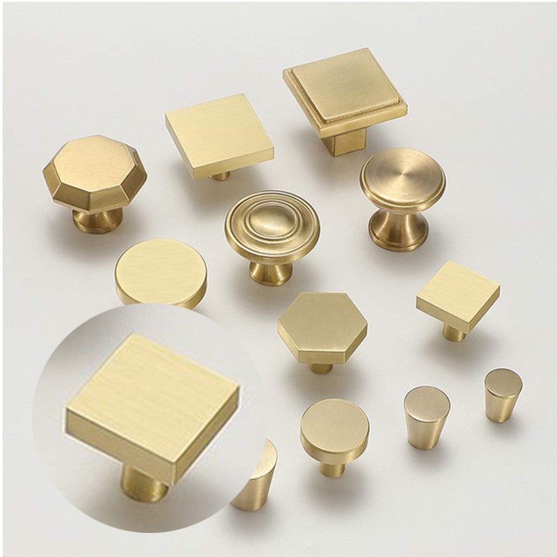 4Pcs Solid Brass Square Knobs, Single Hole Small Knobs Handle,