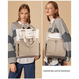 LOVEVOOK Backpack Women's Large Laptop Backpack School Backpack Teenagers Waterproof School Bag Work Bag Handbag 2 in 1, 15.6 Inch Teacher Bag Daypacks for Travel Uni Business, Beige Khaki