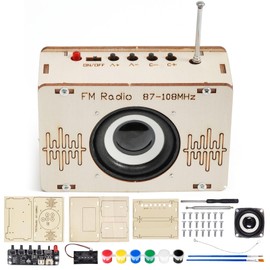 Radio Construction Kit, DIY Set Wooden Radio, Electronic Building Kit DIY Set, Speaker Kit, Build Your Own FM Electronic Circuits, Gift for Children Age 8-12