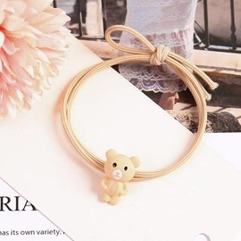 Beige mini teddy bear hair tie / 베이지 미니 곰돌이 머리끈