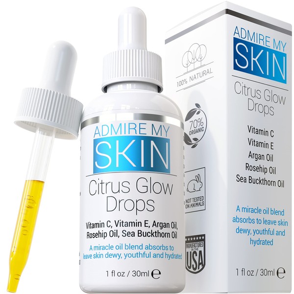Admire My Skin Vitamin C Oil for Face Gua Sha Massage - Organic Facial Oil for Glowing Skin with Vitamin E Oil + Argan Oil + Rosehip Oils - This Oil for Face Provides You With A Dewy, Youthful Glow