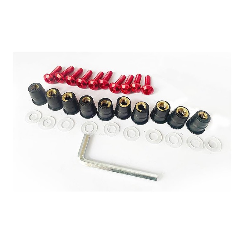 Set of 10 Anodised Motorcycle Aluminium Screws Hex Socket Rounded
