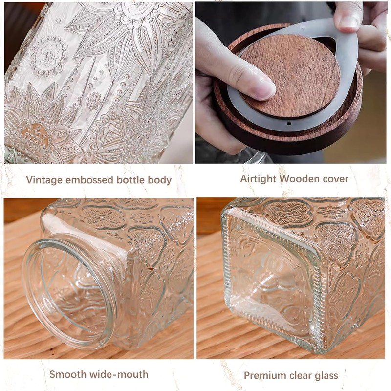 Custde Glass Storage Jars With Airtight Lid, 23.7oz Container For