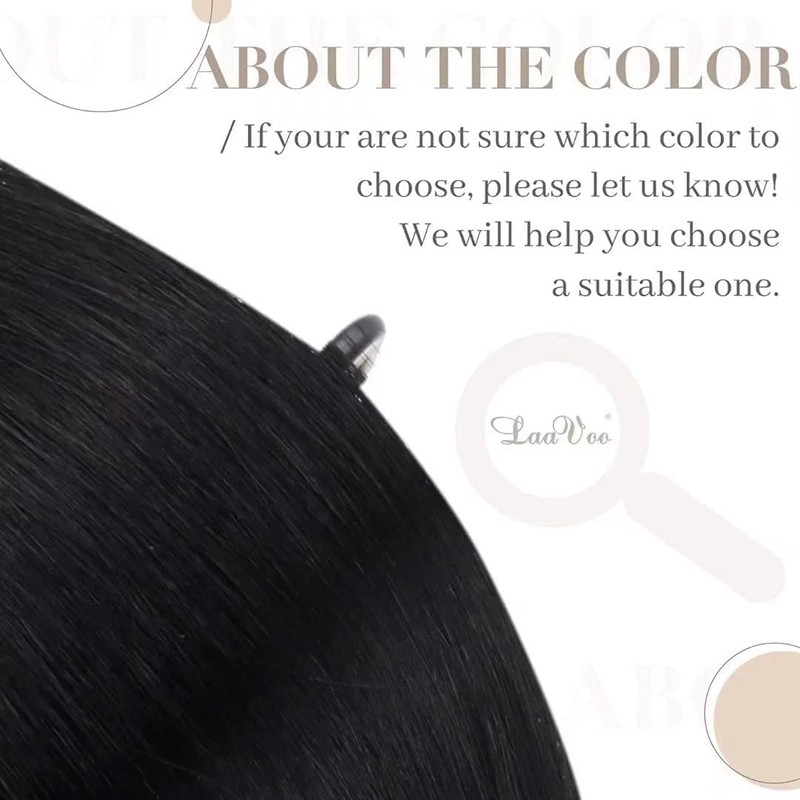 LaaVoo Bonded Real Hair Extensions, Keratin, Remy Hair, Black, 45