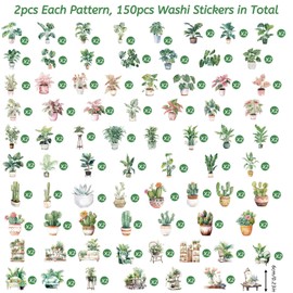 URROMA Spring Plants Scrapbook Stickers, 150Pcs Fresh Elegant Style Decorative Paper Spring is full of vitality Supplies for Festival Card Making