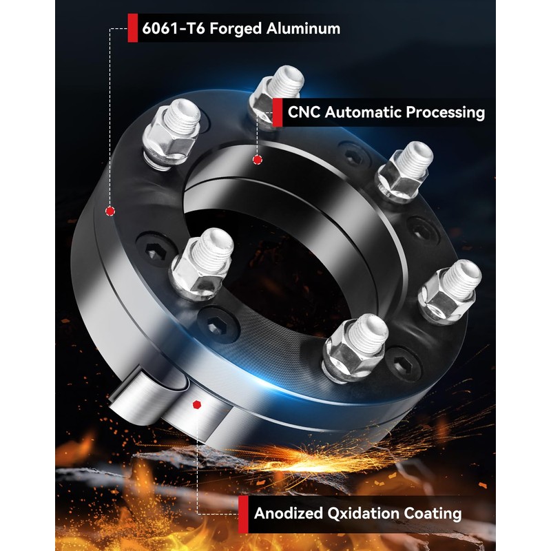 YIZBAP 2 inch 5x5.5 to 6x5.5 Wheel Adapters for Ram