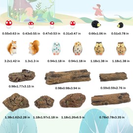 36 Pcs Fairy Garden Accessories, Mini Resin Animals Figures, Artificial Tree Stumps and Fake Stone Rocks, Moss Bonsai Micro Landscape Ornaments Kit, Miniature Garden Kit, Terrarium Ornaments DIY Craft