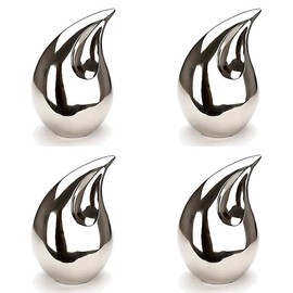 4 Pcs Unique Silver Teardrop Small Keepsake Cremation Urns for Human Ashes Adult for Both Male and Female, Mom Dad Son Women Men Mini Urns,Funeral Small Urns for Ashes with Velvet Bags 3 Inch Size