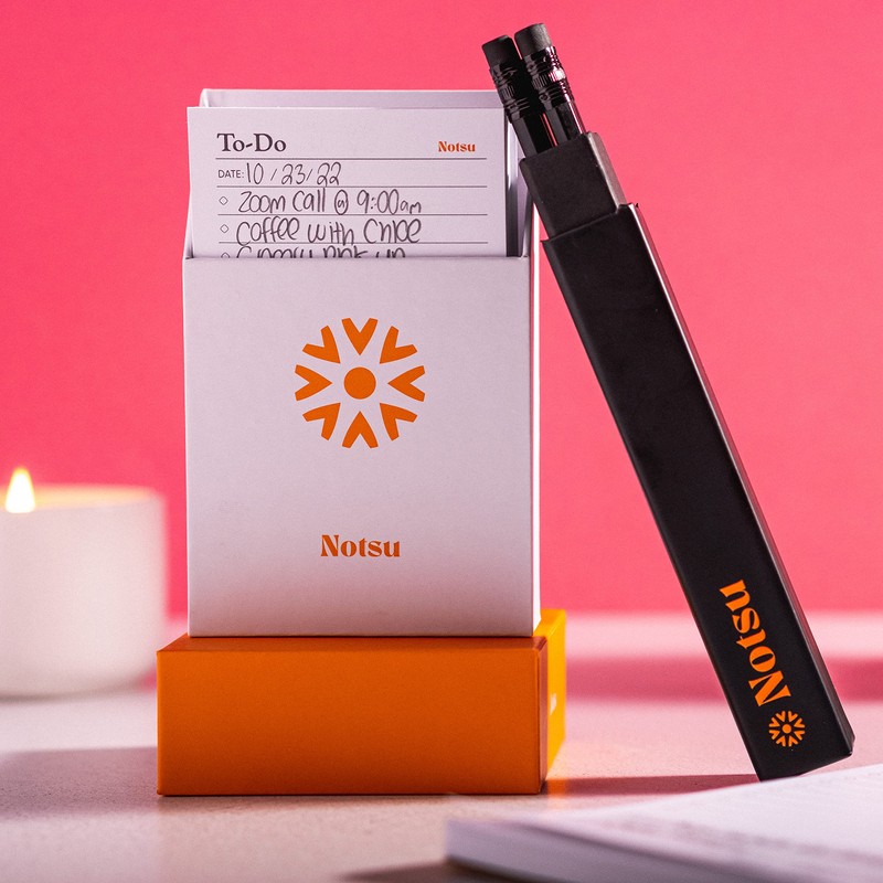 Notsu to Do List Index Card Box w/ 50 Vertical