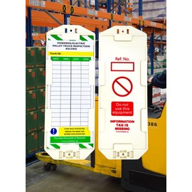 LIVELIFEBETTER® Powered/Electric Pallet Truck Inspection Record Tags - Holder and Inserts (3 Holders, 6 Inserts)