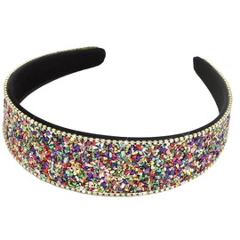 Wecoe Rhinestone Headband Women Girls Colorful Wide Headband Fancy Sparkly Bling Jeweled Diamond Headband Fashion Headband Non Slip Formal Hair Accessories For Women Girls Gifts