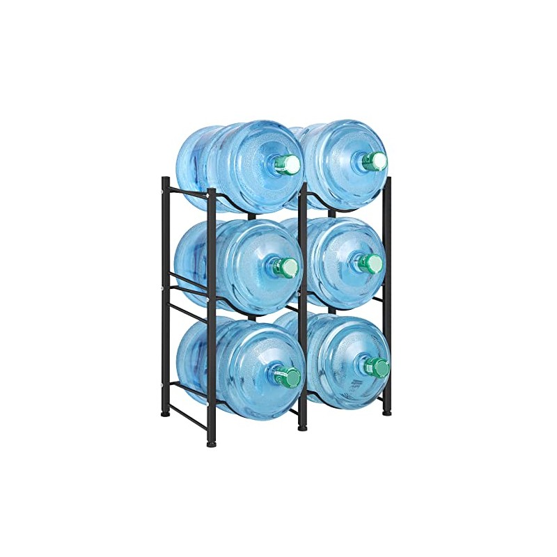 LIANTRAL 5 Gallon Water Bottle Holder, 3 Tiers Black Double