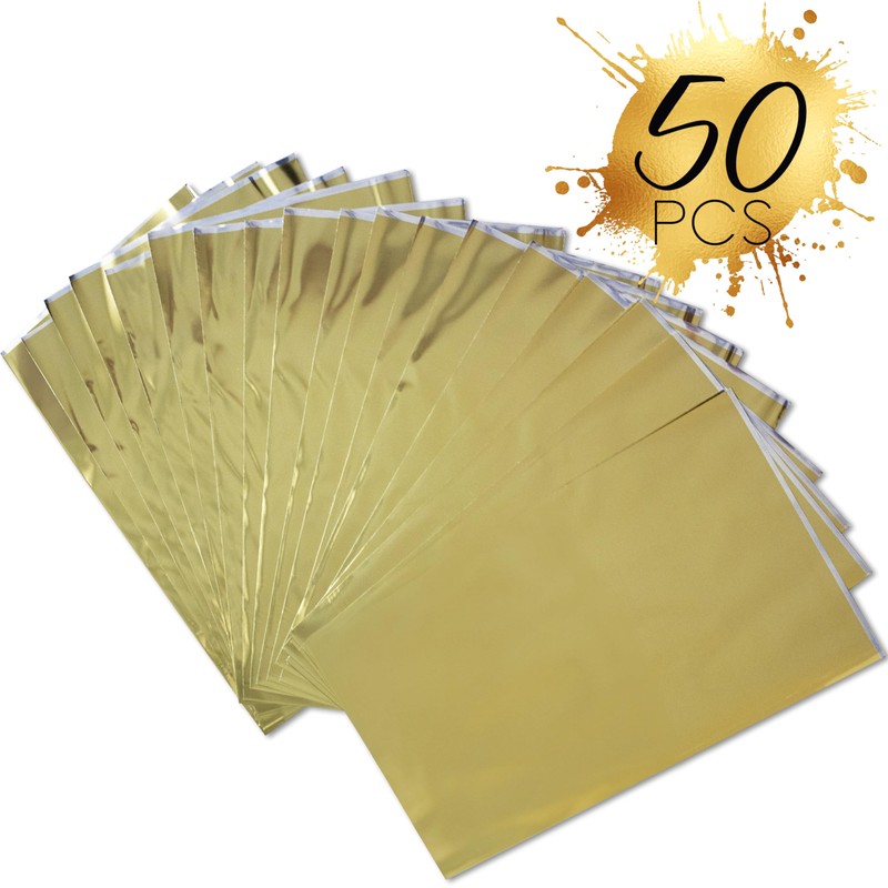 Decoraparty 50 Metallic Gold Envelopes 20x35cm Gold Polypropylene Rectangle Elegant