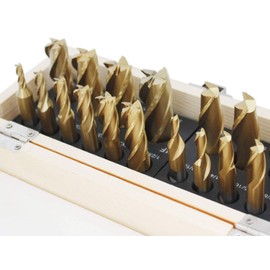 Accusize Industrial Tools 20 Pc Hss Tin Coated End Mill Set, 2 Flute and 4 Flute, Cutting Diameter from 3/16'' up to 3/4'', 1810-0100