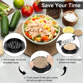 MOKOQI Chicken Shredder Tool Twists with Brush and Fork, Meat Shredder Machine Non-Skid Ergonomic Handle for Chicken, Pulled Pork, Beef, BPA-Free