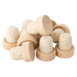 Handle Corks with Wooden Handle 19.5 mm | Wooden Handle Corks | 100% Natural Cork | For Gin, Spirits, Oils and Juice | Natural Cork from Portugal | Handle Size 29 x 12 mm (Pack of 10)