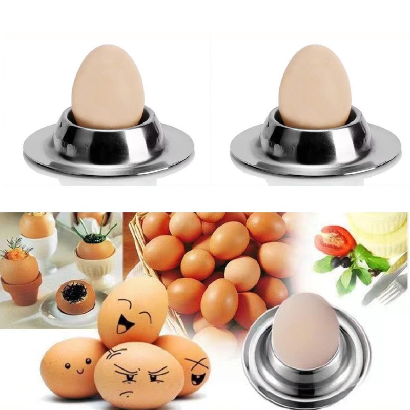 Vastsea Set of 4 Stainless Steel Egg Cups, Polished Stackable