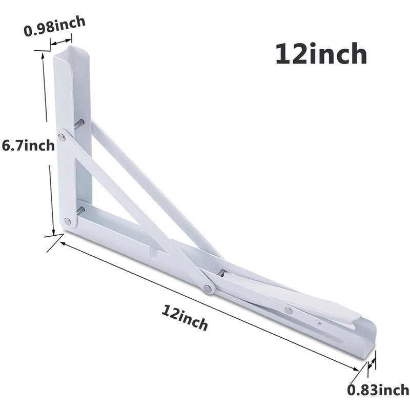2 Pack 12 Inch Folding Shelf Brackets, OBYFGILY Heavy Duty