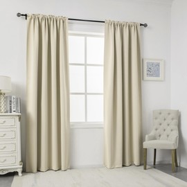 DUALIFE Cream Beige 108 Inch Length Curtains Blackout Extra Long Window Drapes for Bedroom Room Darkening Rod Pocket Curtains 54 x 108 Inches Long Cream 2 Panels