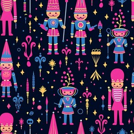 Colorful Pastel Christmas Nutcracker Luxury Thick Wrapping Paper, Xmas Holiday Present Gift Wrap for Her, Pink Solider Decor (12 foot x 30 inch roll)