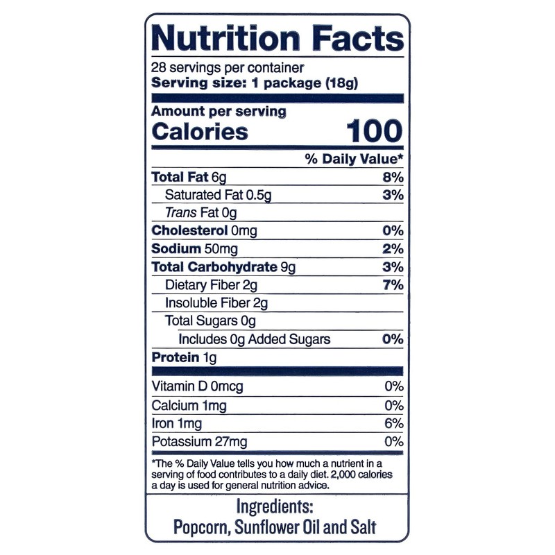 Skinny Pop Popcorn, 0.65 oz, 28-count