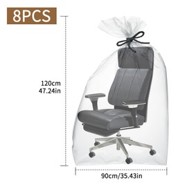 8 x Extra Large Transparent Storage Bags, 90 x 120 cm, Reusable Moving Bags, Transparent Plastic Storage Bags, Large for Luggage, Suitcase, Furniture, Clothes