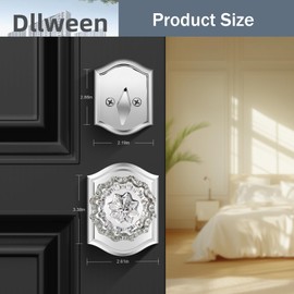 Dllween Crystal Glass Passage Door Knob and Single Cylinder Deadbolt Combo Set, Polished Chrome, Key Lock