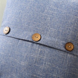 FUTEI Grey Blue Linen Decorative Throw Pillow Covers 18x18 Inch Set of 2, Square Cushion Case with Vintage Button/Zipper,Modern Farmhouse Home Decor for Couch,Bed