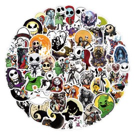 60pcs The Nightmare Before Christmas Stickers for Boys Teens Adults Waterproof Vinyl Stickers Bulk for Skateboard Luggage Laptops Bumper Theme Party Supplies (Gray)