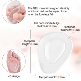 12 Pack Metatarsal Pads Forefoot Pads Ball of Foot Cushion Self Sticking Foot Cushions Adhere to Shoes Anti Slip Forefoot Cushions for Mortons Neuroma Foot Sore