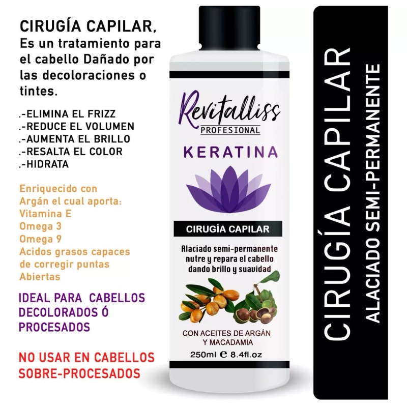 Revitalliss Tratamiento Alaciante Brasileño Cirugía Capilar Kit Litro