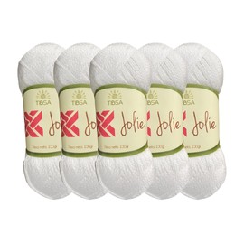 TIBSA | Paquete de 5 madejas 100g c/u | Estambre para crochet | Estambres para tejer ofertas | Yarn estambre grueso | Estambres para tejer | Estambres | Hilo crochet | Hilos para tejer crochet hilaza (Blanco)