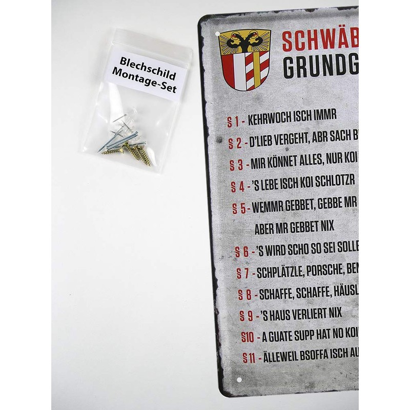 Tin Sign Swabian Basic Law - Metal Sign Swabia Schwabenland