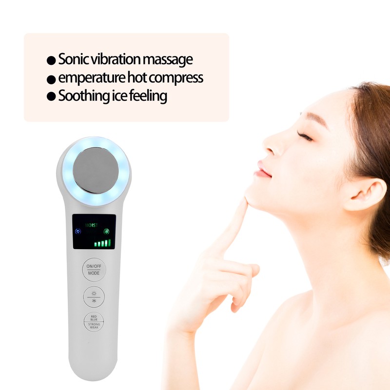 Hot Cold Face Massager Handheld Facial Vibration Massager Red Blue