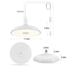 HOREVO Upgrade Plug in Pendant Light with Bluetooth Speaker & Color Changing LED, Remote Control, 18W Ceiling Light Hanging Fixture for Kitchen Island, Bedroom, Living Room, Entryway, Farmhouse