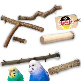 Vogelgaleria® Perches for Budgies Tasting Set Natural Wood Perches Bird Cage Accessories