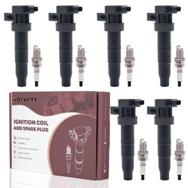Ignition Coils UF546 & Iridium Spark Plug Set Compatible with Hyundai Azera Entourage Genesis Santa Fe Sonata Veracruz, Kia Amanti Optima Sedona Sorento Rondo Cadenza, K900 3.3L 3.8L, 6 Pack
