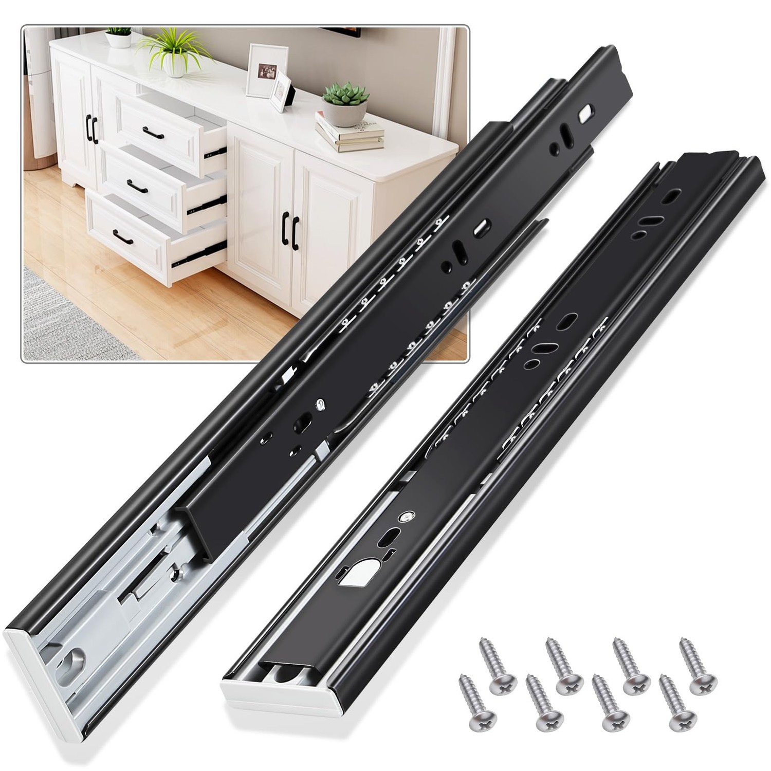 VAGUDE Push to Open Drawer Slides 1 Pair Full Extension 12 14 16 18 20 ...